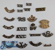Military Brass Shoulder Titles - Warwickshire, Cornwall LI, AVC, Worcestershire, HLI. Notts and