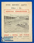 1943 The Army v the RAF Rugby Programme: At Gloucester, 10/43, some marks but collectable from