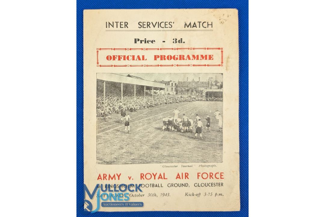 1943 The Army v the RAF Rugby Programme: At Gloucester, 10/43, some marks but collectable from