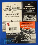1979 English Sides v New Zealand Rugby Programmes (4): v S & SW Counties, Midlands, London