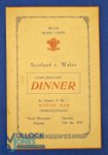 1937 Rugby Dinner Menu, Wales v Scotland, autographed: good larger and mainly clean decorative 4pp