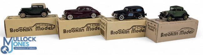 Boxed Brooklin white metal Die Cast Model Cars, a group of 4 1:43 scale - to include BRK 9 1940 Ford