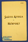 1931 Newport v S Africa Rugby Programme: Lovely example, clean cream card covers with amber &