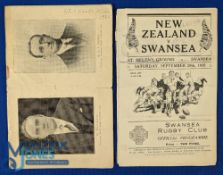 1935-6 Swansea & Neath/Aberavon v NZ Rugby Programmes (2): One with a little tape and stamp & with