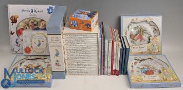 Beatrix Potter The Tale Peter Rabbit Benjamin Bunny Books, 3x Ceramic Christmas Plates