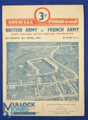 1954 British Army v French Army Rugby Programme: Big home win, with Billy Boston and David Marques