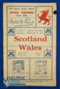 1925 Wales v Scotland Rugby Programmes: A tad grubby to cover and with fold, but entire, detailed