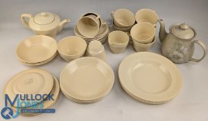Collection Wood's Jasmine Ware China Tea Set, cups saucers, plates tea pot, bowls, plus a Denby