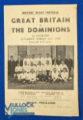 1945 Great Britain v The Dominions Rugby Programme: Towards war's end, major clash at Leicester, a
