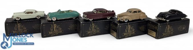 Boxed Brooklin white metal Die Cast Model Cars, a group of 5 1:43 scale - to include BRK 38 1939