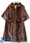 Vintage Ladies Furs - Renee London, brown hide and fur coat, long jacket - size #M chest