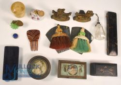 Dressing Table Items Collection: to include Crinoline Lady Clothes brushes, Pair of Art-Deco
