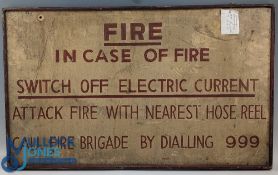Railway Bus Transportation in Case of Fire wooden painted Sign, well painted - size 47cm x 78cm (