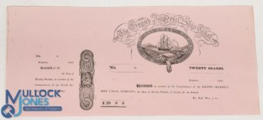 The Grand Imperial Ship Canal (Intended Ship Canal from London to Portsmouth) Certificate for 20
