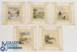 Hand Painter Coasters - very attractive collection of 5 different hand painted rural scenes on stiff
