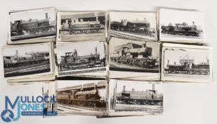 Trains Locomotive black & white Photographs, a qty of images, some have notes to back and a few have