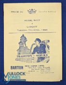 1964 Navy v Cardiff Rugby Programme: At Devonport, with a good Cardiff side, featuring over half