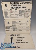 Vintage Hungarian Tramcar Bus Signs, x3 c1970 plastic signs - size #30cm x 50cm (old Transport
