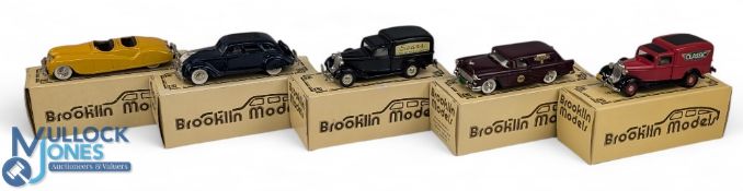 Boxed Brooklin white metal Die Cast Model Cars, a group of 5 1:43 scale- to include BRK 16 1935