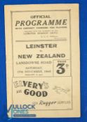 1945-6 v the NZ 'Kiwis' Rugby Programme: Leinster v the 'Kiwis' on Sat Nov 17th 1945 at Dublin. VG