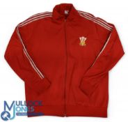 1970s Wales Scarlet Official WRU Adidas Tracksuit Top: The classic early WRU example of such squad