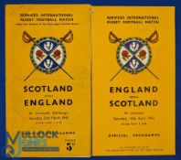 1942 & 43 Scotland & England Rugby Programmes (2): Both in the traditional Scots' slim orange