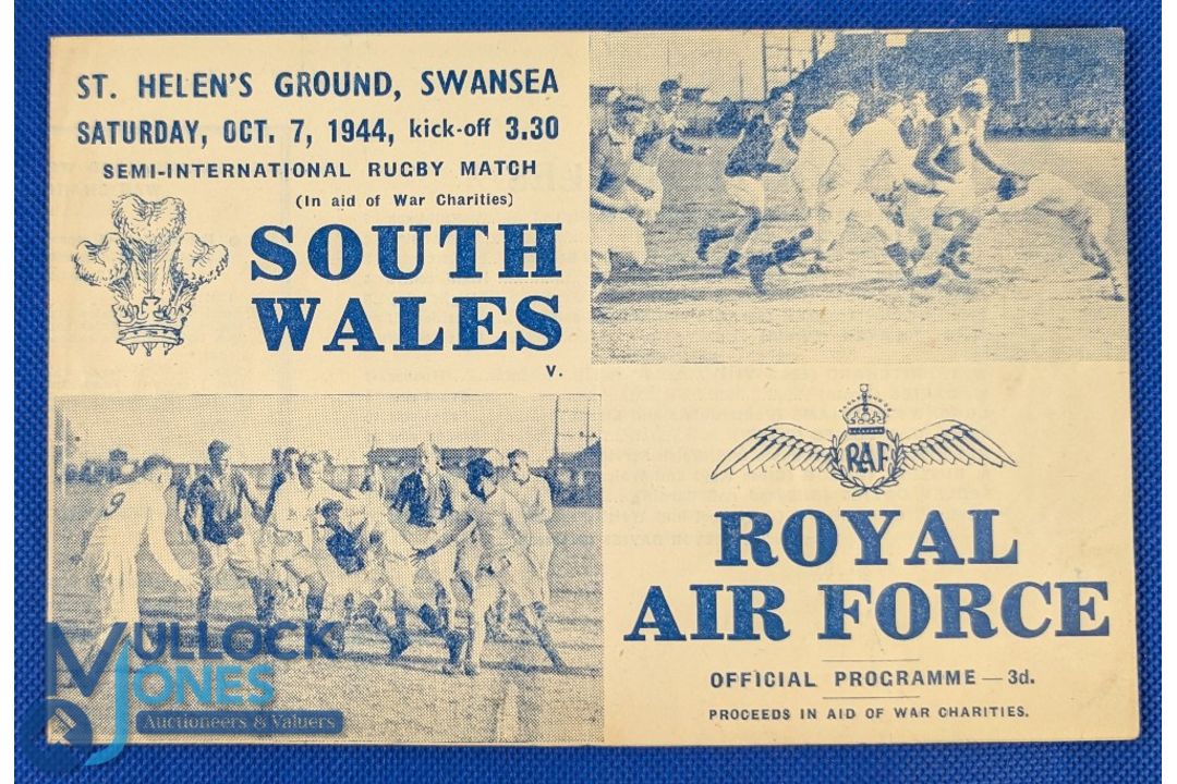 1944 South Wales v the RAF Rugby Programme: At Swansea 10/44, the by-then regular clash, VG