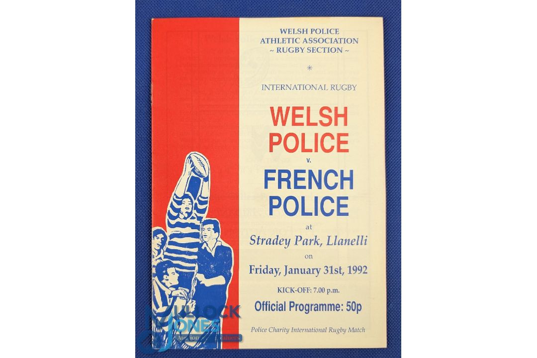 1992 Welsh Police v French Police Rugby Programme: 16pp issue from Llanelli featuring five Welsh