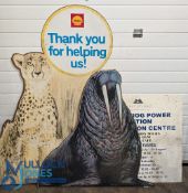 C1970 Shell Advert Signs 'Thanks for Helping Us', Wild Life Charity posters, 2 large posters stick