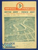 1950 British Army v French Army Rugby Programme: Traditional 4pp Twickers card for this regular