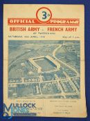 1948 British Army v French Army Rugby Programme: First post- WW2 home staging of the old fixture,