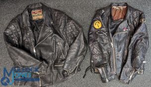 2x Vintage Motorcycle Leather Jackets, one made by Akaso - 44