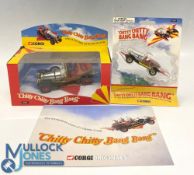 Corgi Toys Chitty Chitty Bang Bang Hornby Hobbies CC03502 together with smaller example TY87801 both