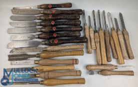 Collection Woodworking Lathe Wood Turning Chisels Tools, with makers of Henry Taylor Diamic, Coronet