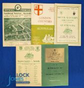 1957-8 Southern English Sides v Australia Rugby Programmes (5): v Southern, S Western, Western &