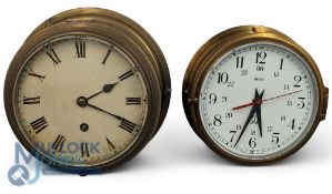 Pair of Brass Ships Wall Clocks, Vintage Mechanical clock with Roman numeral numbers 8cm diameter,