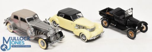 Franklin Mint 1:24 Scale Cars, to include Ford Model T Runabout, 1933 Duesenberg Twenty Grand,