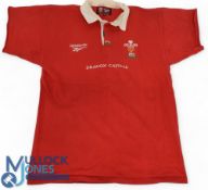 Wales Youth Rugby Jersey: Scarlet Cotton Traders make, fully logoed official example, sleeves chop