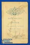 1929 Rugby Dinner Menu, Scotland v France, autographed: JB Nelson's own copy, signed by him and a