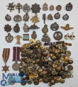 Large Quantity of Military Cap Badges & Buttons Most appear to be original covering various