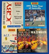 1991 Wales in Australia Rugby Programmes (5): Some scarcer, the issues v W Australia, Queensland,