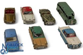7x Playworn Dinky Die-cast Toys, to include Morris Minor, Standard Vanguard III, Triumph Herald