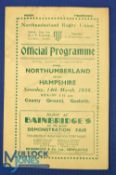 1936 County Champs Final Rugby Programme: The issue for the Northumberland v Hampshire clash. Some