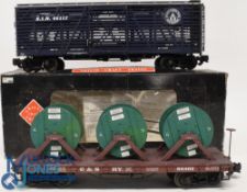 2 'G' Gauge Garden Gauge Artiso Craft American Railway Wagons, Rolling Stock, S & Sry cable wagon (