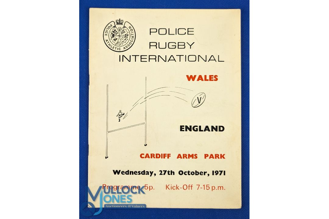 1971 Welsh Police v English Police Rugby Programme: Ian Hall skippered of the hosts and another
