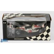 Special Edition Jenson Button 2006 Honda RA106 Minichamps Diecast Model. 1:18 with Standing Figure