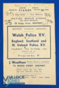 1953 Welsh Police v English, Scots & NI Police Rugby Programme: Interesting game, Tamplin,