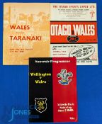 1969 Provincial XVs v Wales Rugby Programmes (3): The examples v Taranaki, Otago and Wellington over