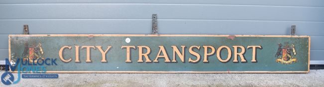 Bradford City Transport Bus Sign, a wooden painted sign with Bradford Crest transfers - size #30cm