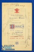 1935 Rugby Dinner Menu, Wales v Scotland, autographed: Very decorative 4pp cream Cardiff card, 20